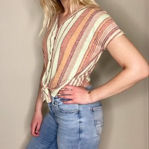 W5 Small Colored Stripped Button Down Tie